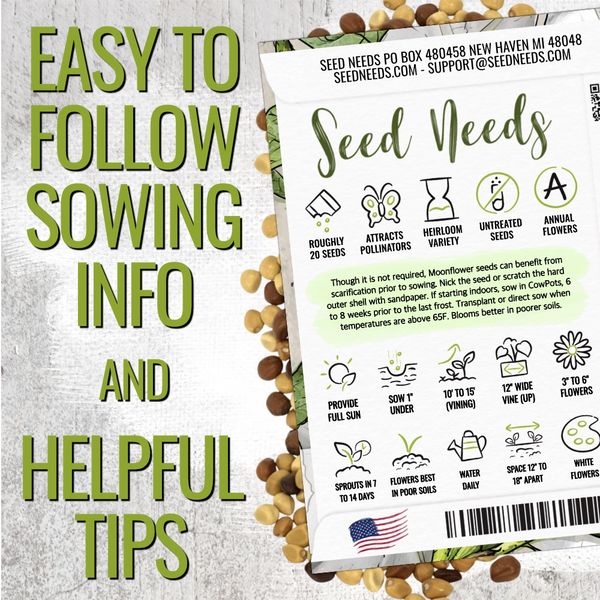 White Moonflower Seeds For Planting - Evening Bloomer (Ipomoea alba)