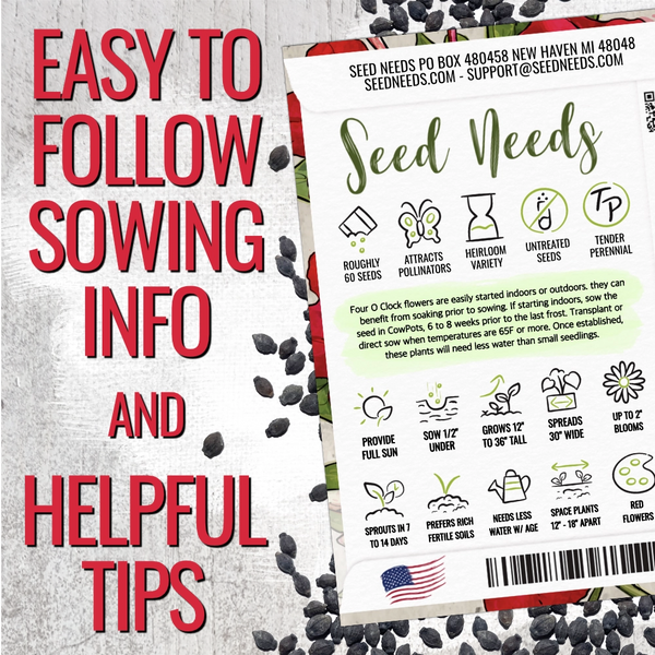 Red Four O' Clock Seeds For Planting (Mirabilis jalapa)