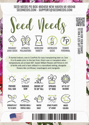 Sweet William Wildflower Seeds For Planting (Dianthus barbatus)