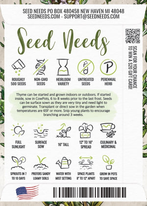 Thyme Herb Seeds For Planting (Thymus vulgaris)