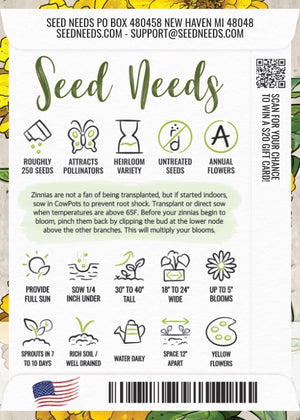 Canary Bird Zinnia Seeds For Planting (Zinnia elegans)