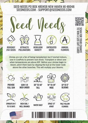 Isabellina Zinnia Seeds For Planting (Zinnia elegans)