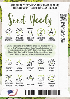 Envy Zinnia Seeds For Planting (Zinnia elegans)