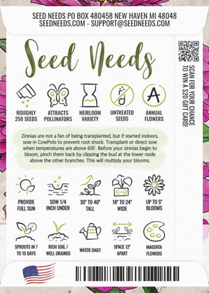Purple Prince Zinnia Seeds For Planting (Zinnia elegans)