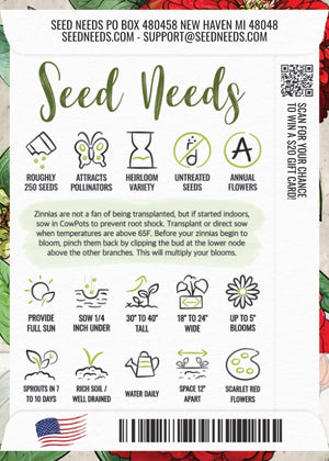 Scarlet Flame Zinnia Seeds For Planting