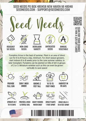 Baby Boo Pumpkin Seeds For Planting (Cucurbita pepo)