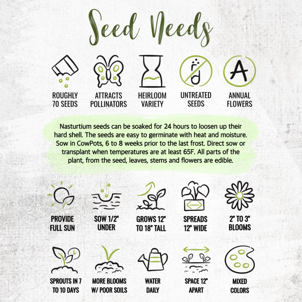 Jewel Mixture Nasturtium Seeds For Planting (Tropaeolum nanum)