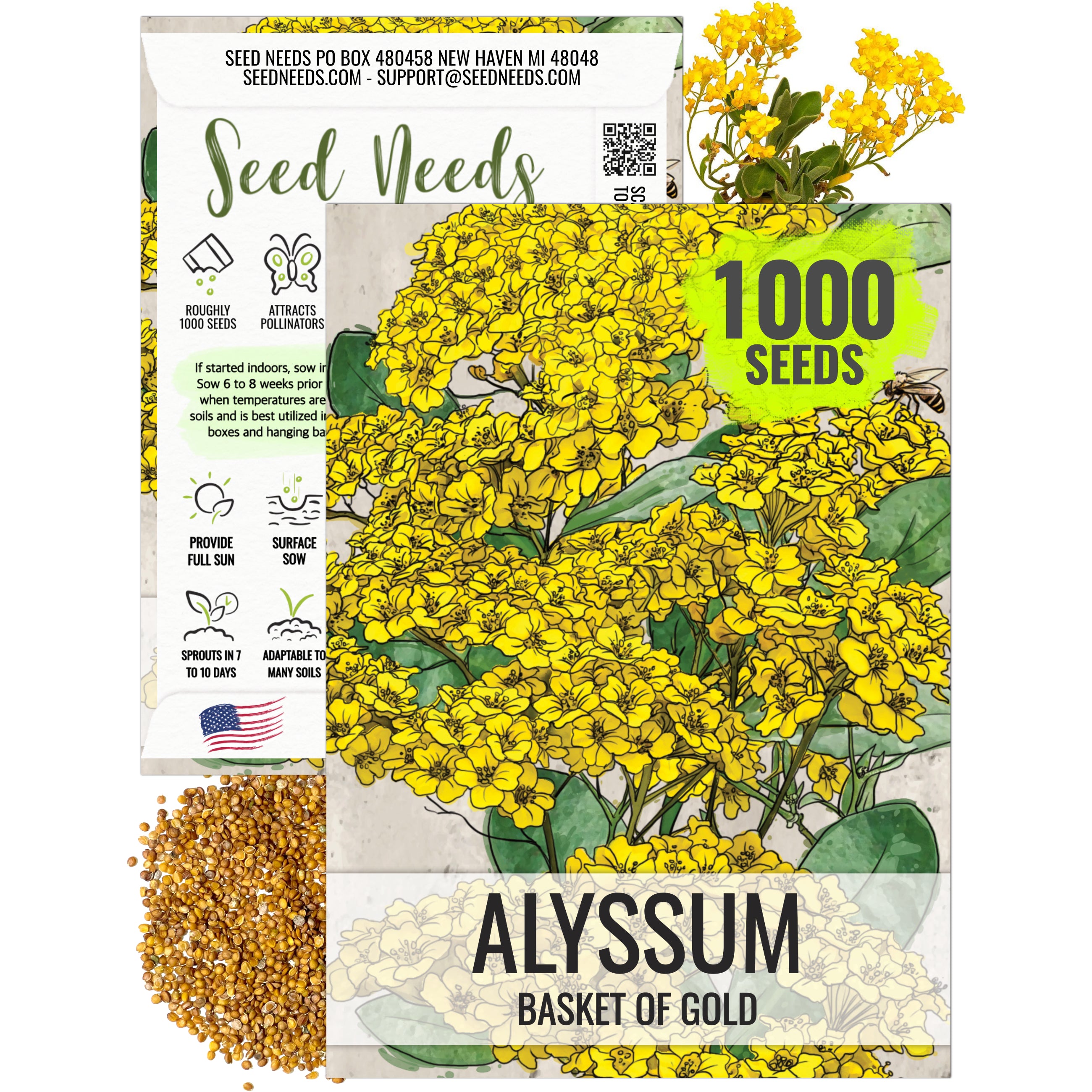 Basket of Gold Alyssum Seeds For Planting (Aurinia saxatilis)